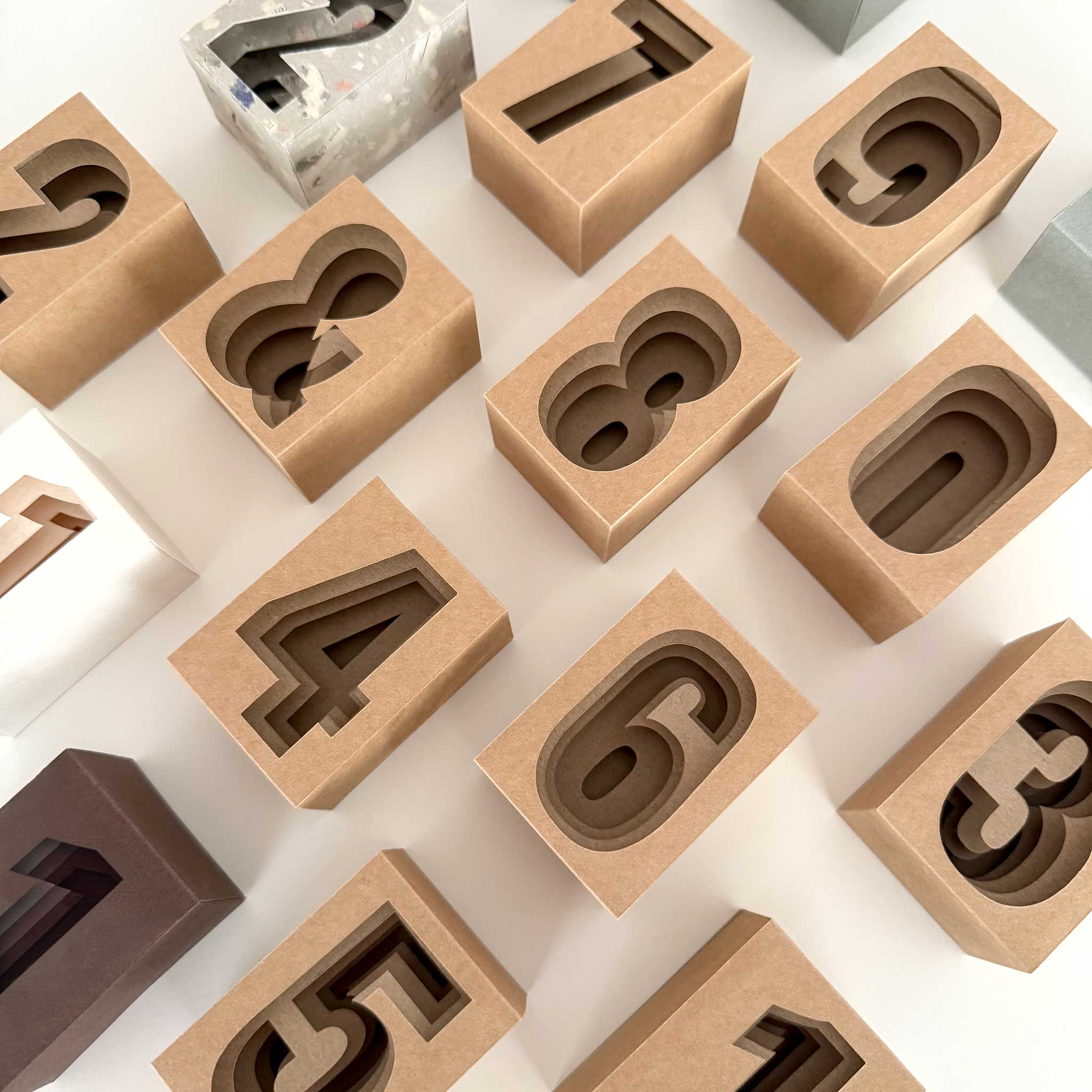 3D paper-engineering numbers template, minimalist DIY home decor