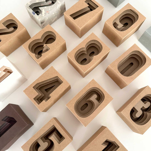 3D paper-engineering numbers template, minimalist DIY home decor