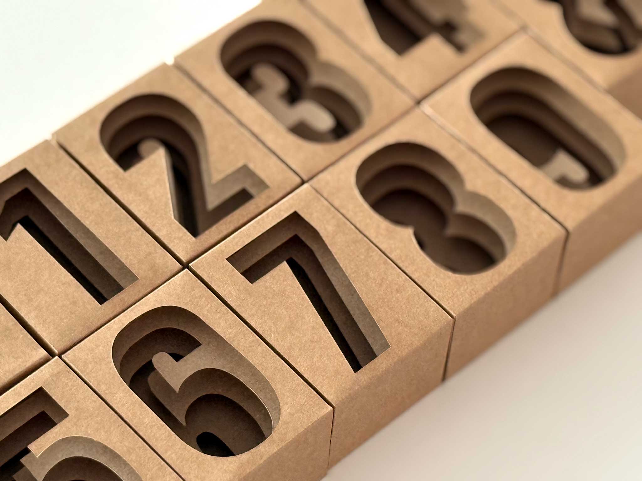 Modern 3D paper numbers set for nursery decor, precision SVG templates