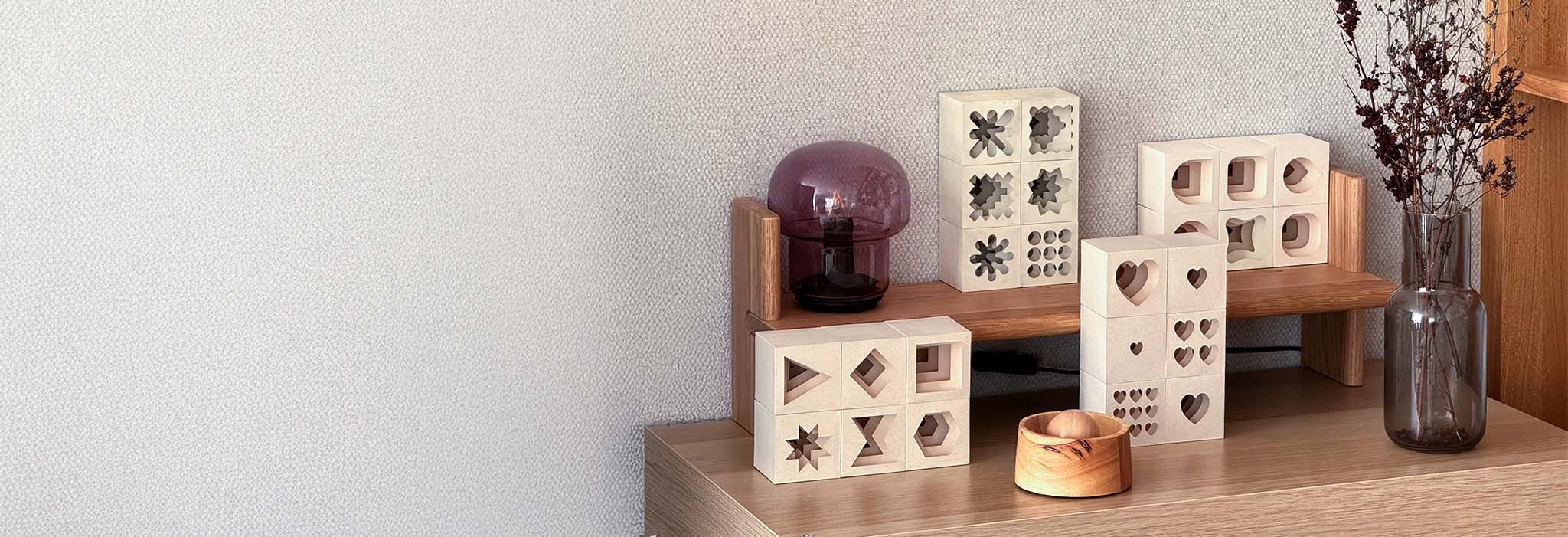 Complete collection of geometric 3D paper art boxes in Scandi style
